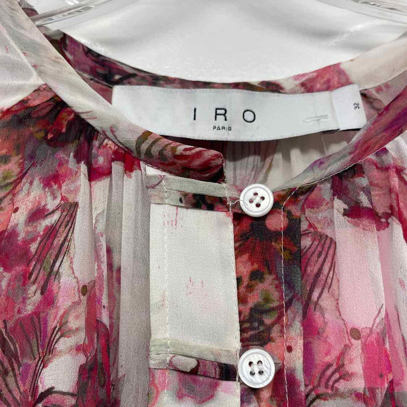 IRO Paris Size 32-XS Women's White-Multicolor Pattern Button Up Blouse