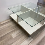 White-Clear Wood-Glass Coffee Table