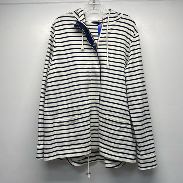Lands' End Women's Size XL-18 Tan-Black Stripe Hoodie Jacket
