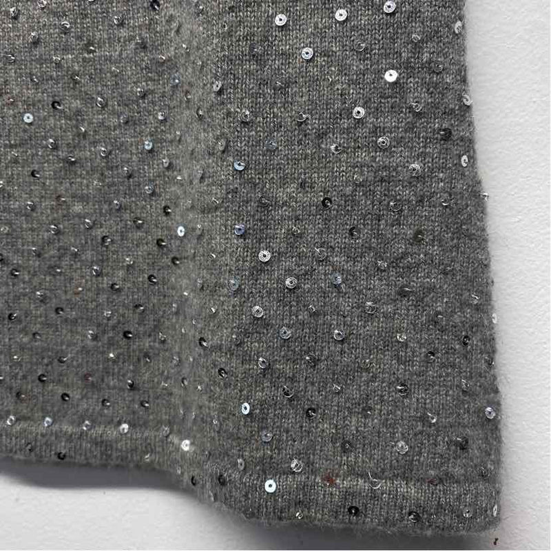 Pure Amici Size S Women's Gray Embellished Turtle Neck Short Sleeve Top