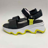 Sorel Size 7.5 Women's Black-White Color Block Strappy Sandals