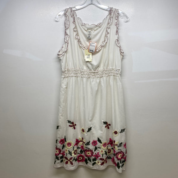 Max Studio Women's Size Xl White-Multicolor Embroidered Sleeveless Dress