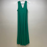 Soft Surroundings Size L Women's Green Solid Maxi-Sleeveless Dress