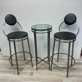 Silver-Black Metal Bistro Table Set