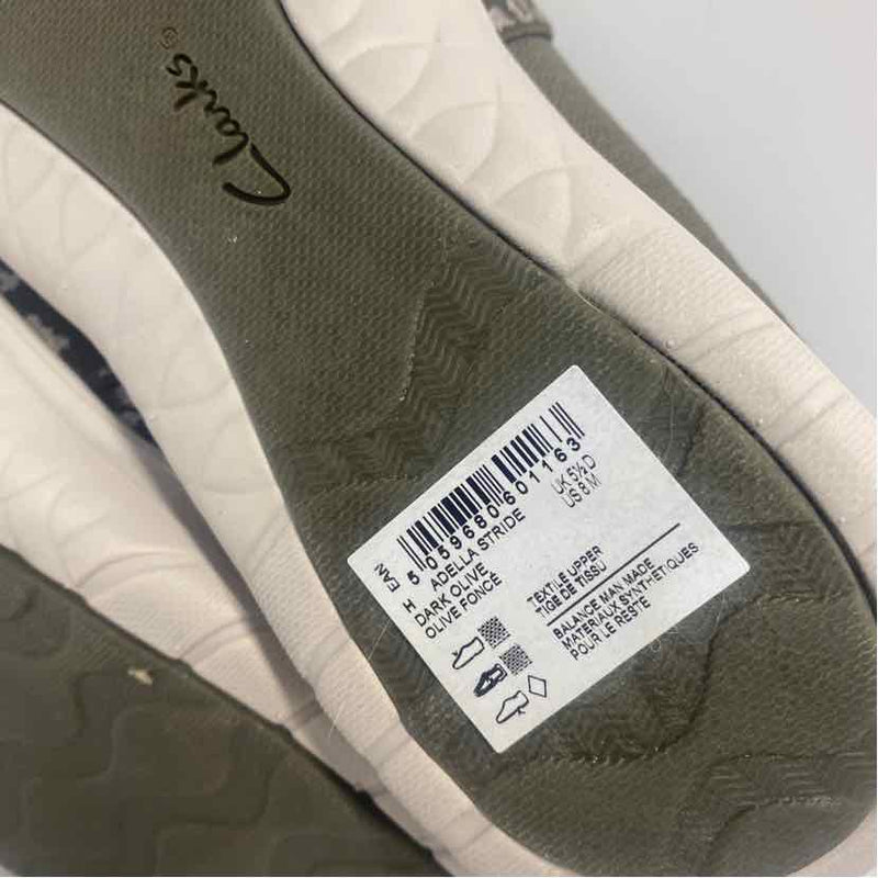Clarks Size 8 Women's Olive Patchwork Slip On Shoes