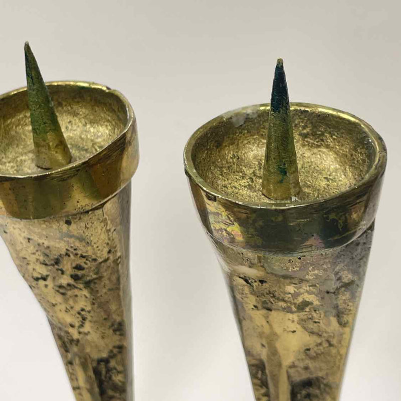 Brutalist Brass 3 Tapers Candelabra