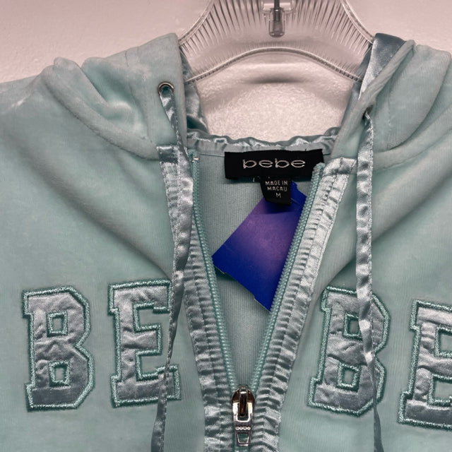 Bebe Size M Women's Aqua Patchwork Track Jacket Activewear Top