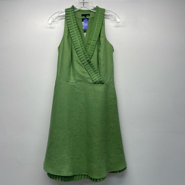 Next Size 12-M Women's Green Solid Faux Wrap Dress