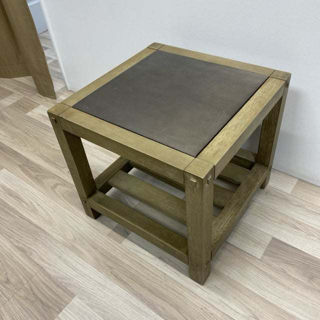 Grey Side Table with bottom Shelf