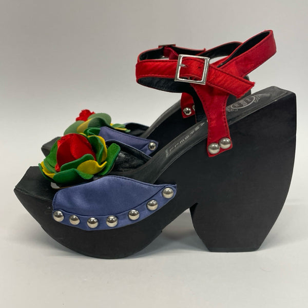 Jeffrey Campbell - Havana Size 8 Women's Black-Multi Color Block Sandals Shoes