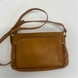 Coldwater Creek Caramel Solid Leather Crossbody Handbag