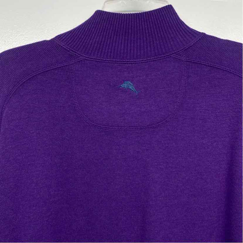 Tommy Bahama Size L Purple Knit Cotton Tweed Men's Men's Sweater