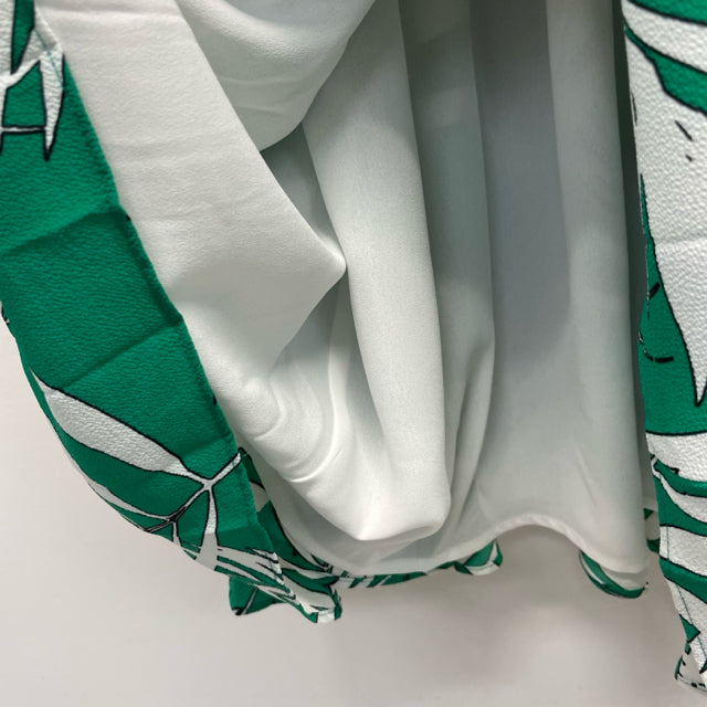 Talbots Size 12-L Women's Green-White Pattern Sleeveless Dress
