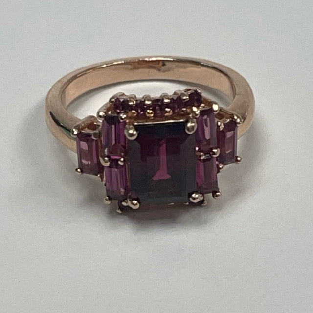 Rasberry Rhodolite 925 Rose plated Size 6 Ring