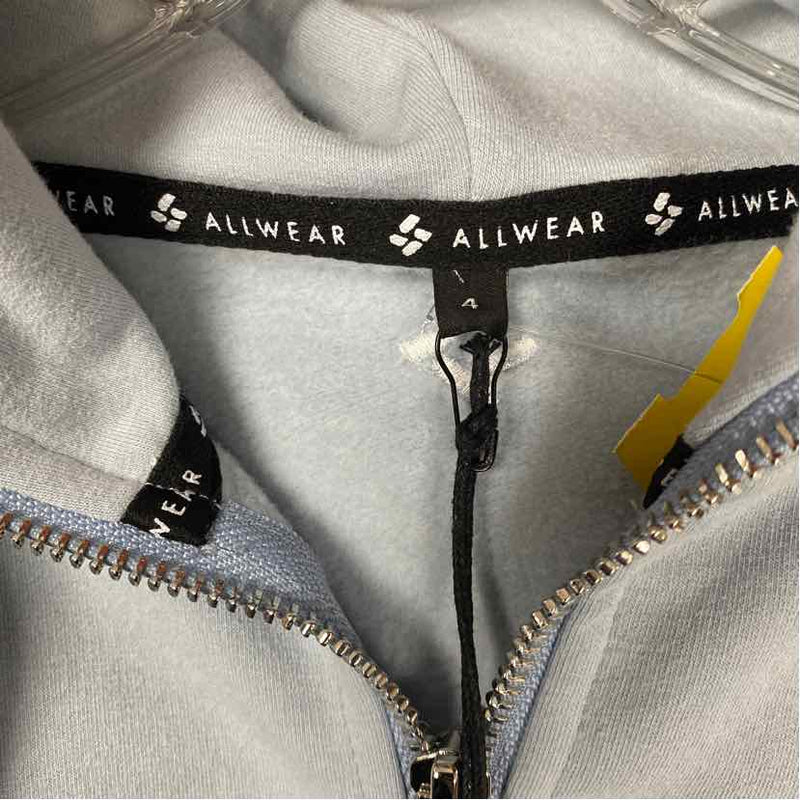 Allwear Size 4-XL Women's Light Blue Solid Zip Up/Hoodie Activewear Top