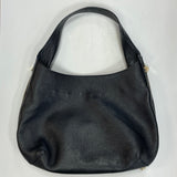 Vera Pelle Black Leather Pebbled Shoulder Handbag