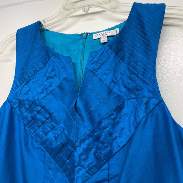 Calypso St. Bart Size S Women's Blue Embroidered Sleeveless Dress