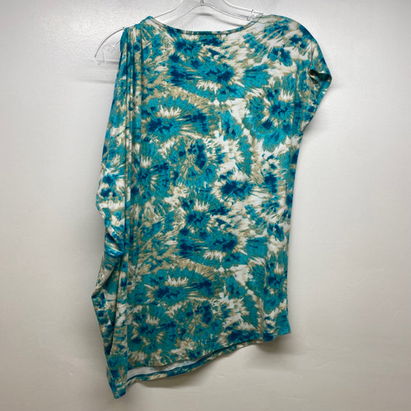 Michael Michael Kors Women's Size XS Aqua-Multicolor Pattern Short Sleeve Top