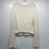 Lyrebird-Anthropologie Size M Women's Offwhite Solid Front Tie Sweater