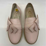 Tods Size 37-6.5 Women's Light Pink Solid Espadrille Shoes