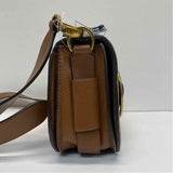 Polo by Ralph Lauren Brown Leather Pebbled Crossbody Saddle Handbag