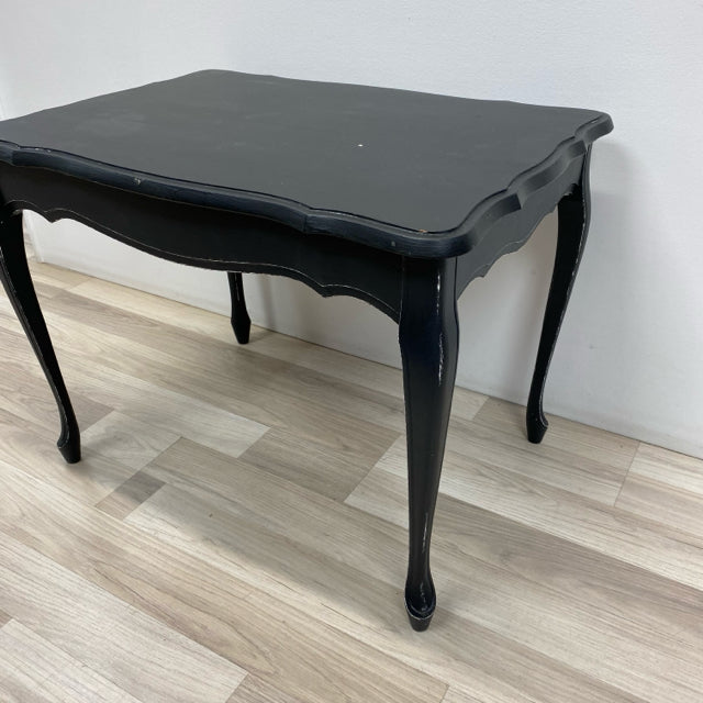 Black Wood Distressed Side Table