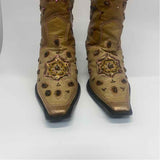 Tommy Size 6 Women's Tan-Multi Beaded Western Boots