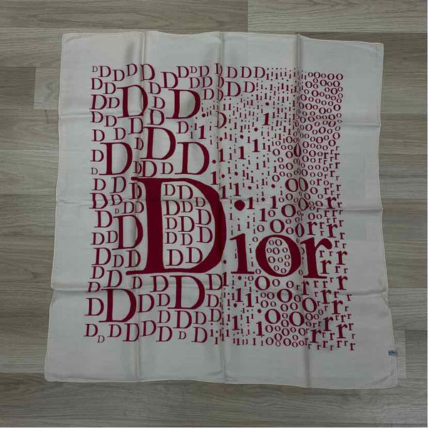Christian Dior White-Pink Monogram Square Scarf