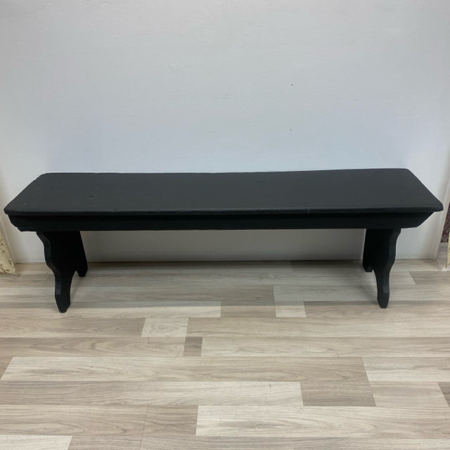 Hand Painted Antique Black Wood BencP
