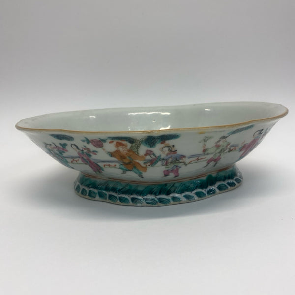 White-Multicolor Ceramic Chinese  Bowl
