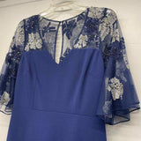 Aidan By Aidan Mattox Size 8-M Women's Navy-Silver Beaded Maxi Dress