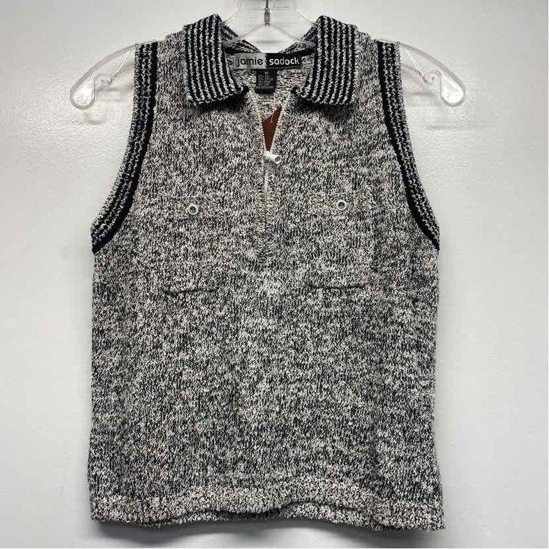 Jamie Sadock Size M Women's Black-White Tweed Zip Neck Activewear Top