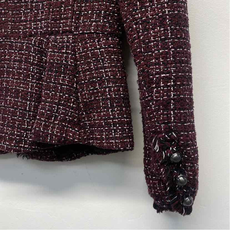 White House Black Market Women's Size 0-XS Burgundy-Multi Tweed Jacket