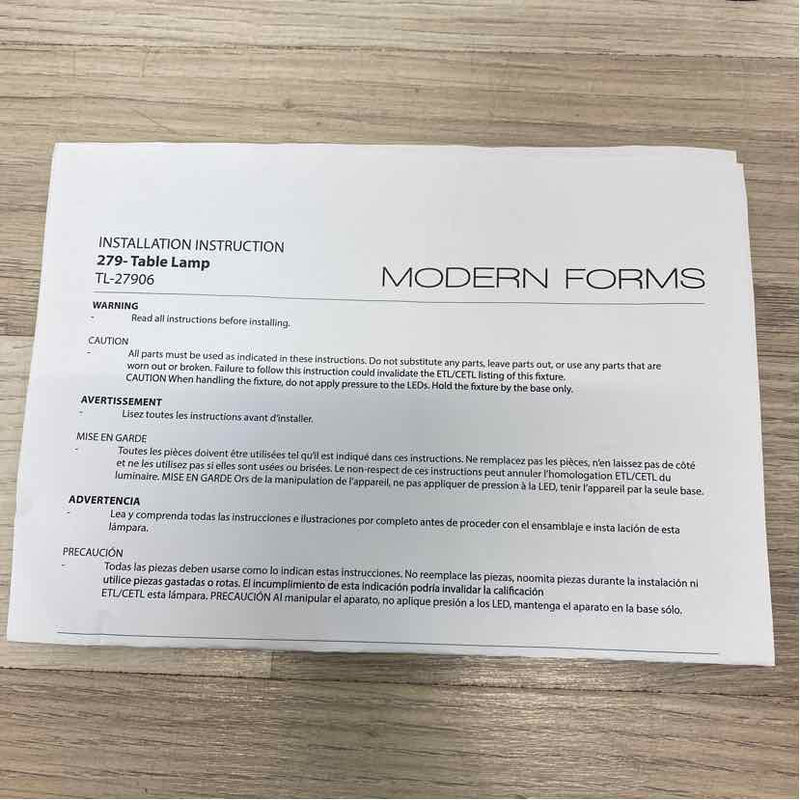 Modern Forms Table Top Gray Metal Lamp