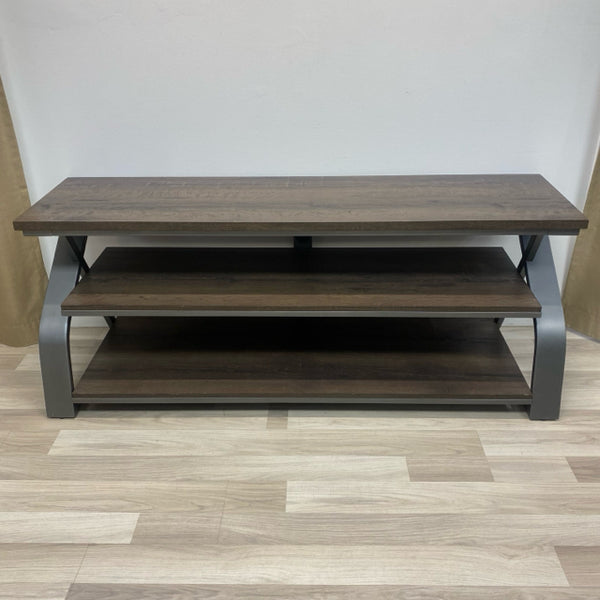 Gray-Brown Wood-Metal TV Stand