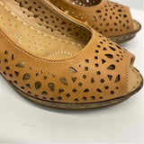 Patrizia by Spring Step Size 38-7.5 Women's Camel Cut Out Slingback Sandals