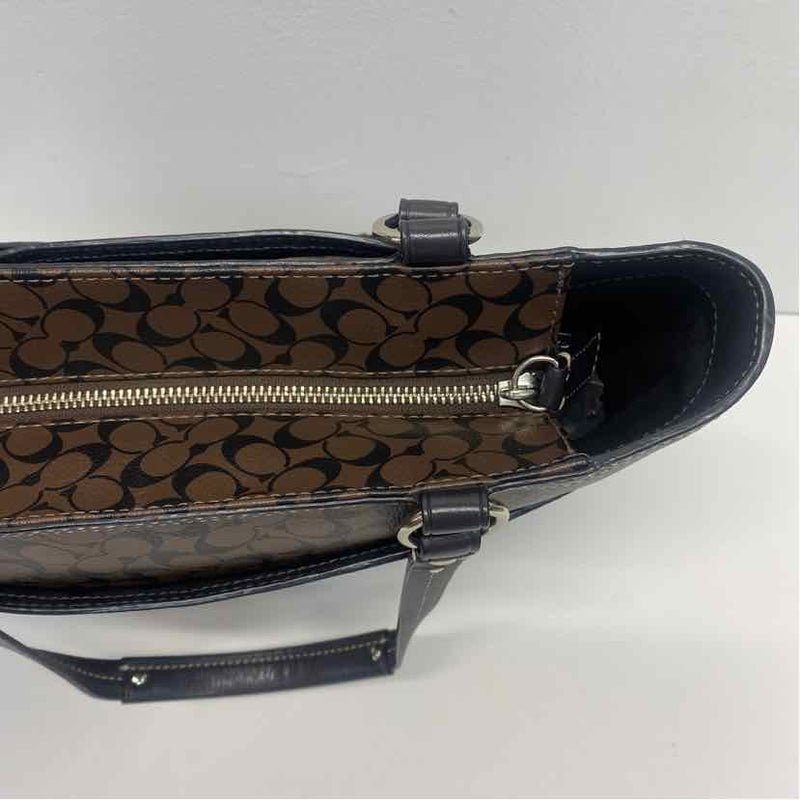 Coach Brown Monogram Leather Shoulder Handbag