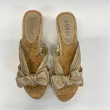 Guess Size 8 Women's Gold Shimmer Wedge Sandals