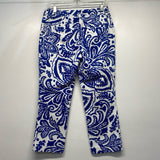 Chico's Size 00-4 Women's Blue-White Pattern Chino Capri