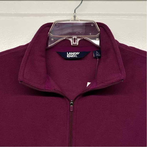 Lands' End Women's Size L Purple Solid Pullover Fleece