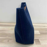 Graf Lantz Navy-Brown Boilded Wool Cutout Tote