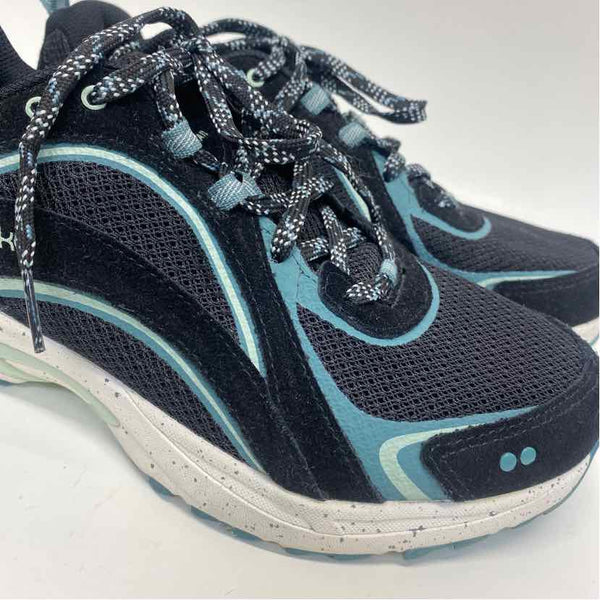 Ryka Size 9 Women's Black-Teal Color Block Lace Up Shoes