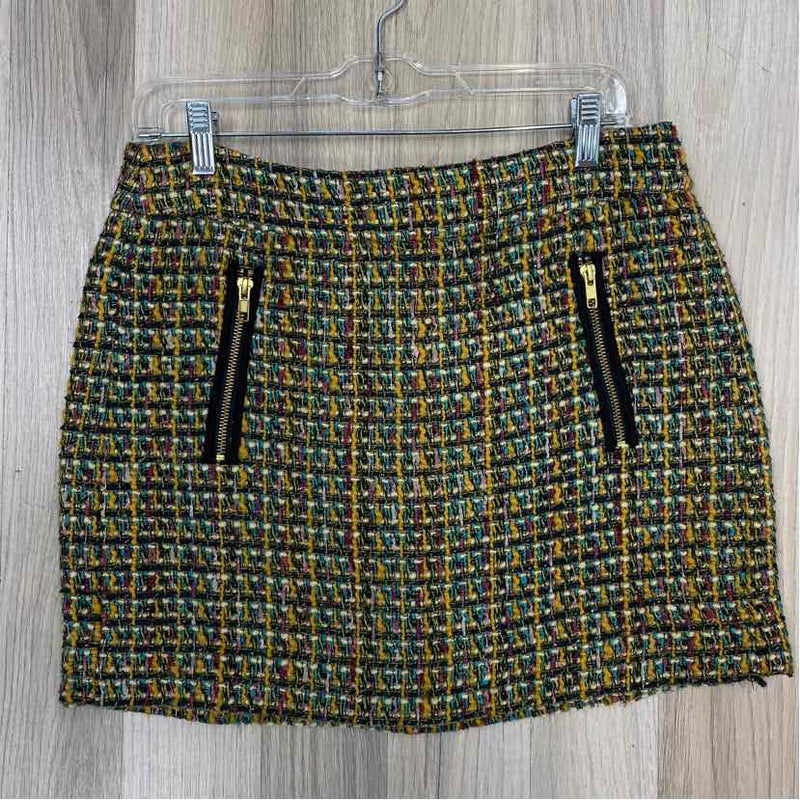 J.Crew Size 6 Women's Green-Multi Tweed Above Knee Skirt