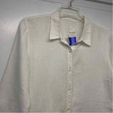 120% Lino Size S Women's White Solid Button Up Shirt