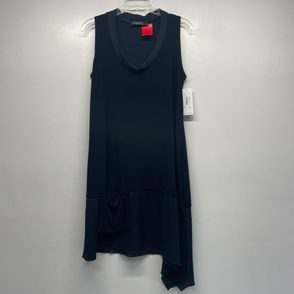 Sympli Size 10-M Women's Navy Solid A Line Dress