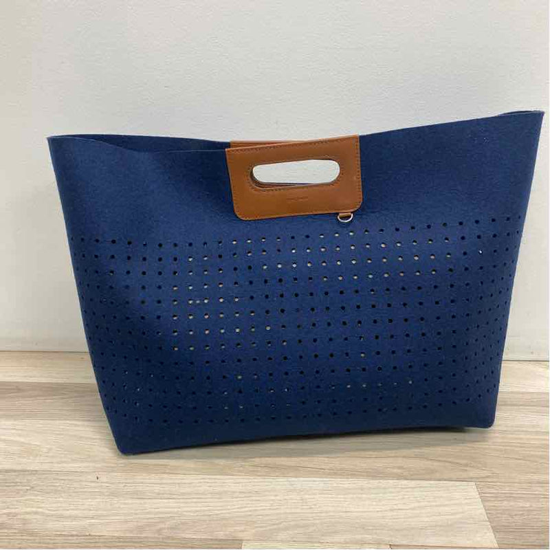 Graf Lantz Navy-Brown Boilded Wool Cutout Tote