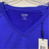 Calvin Klein Size M Women's Royal Blue Seams Long Sleeve V Neck Activewear Top