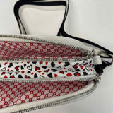 Brighton White-Red Canvas Pattern Crossbody Handbag