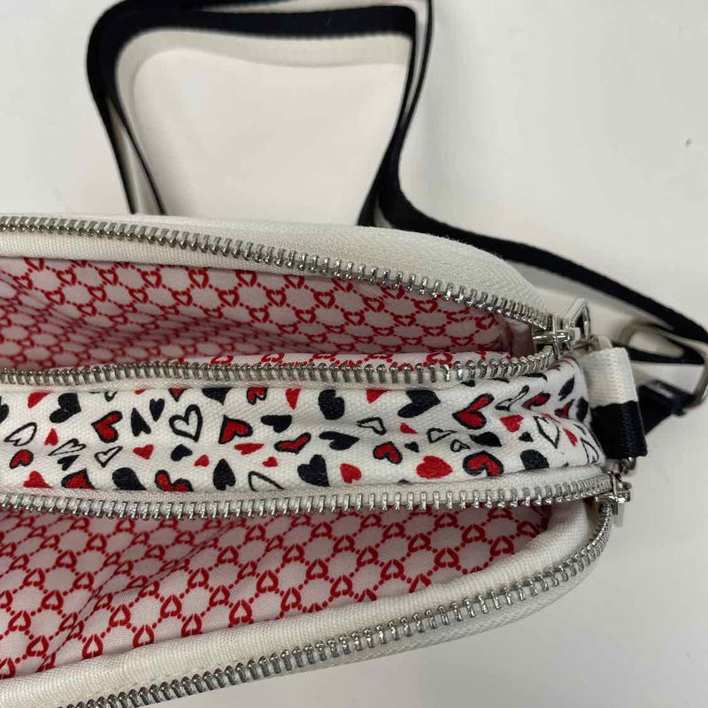 Brighton White-Red Canvas Pattern Crossbody Handbag