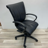 Black Faux Leather Solid Arm Adjustable Executive Office Chair